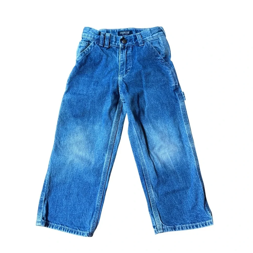OshKosh Carpenter Jeans Boys Blue Denim Utility Workwear SIZE 4